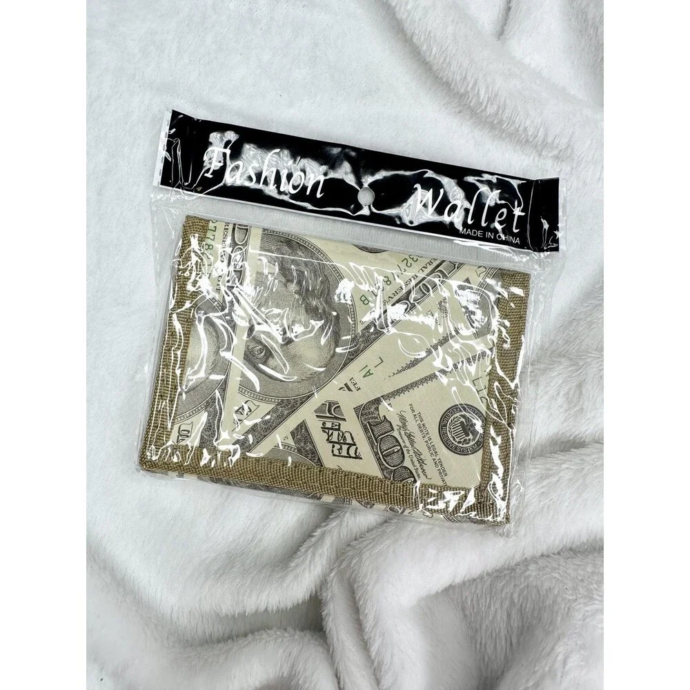 Money Print Wallet Mens One Size Multicolor Trifold Dollar Bill Design ID Gift